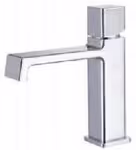 Grifo de baño monomando con acabado cromado y diseño cuadrado moderno
