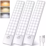3 PC Luces Led con Sensor de Movimiento 78 LEDs 1500mAH, 23CM Adhesiva USB-C Recargable Luz con Sensor de Movimiento 3000K-6500K 4 Modos